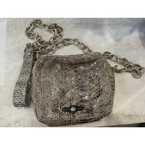 Elliott Lucca snakeskin print leather purse with chain